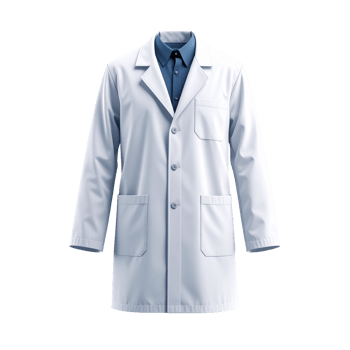 White Medical Coat with Blue Shirt on Black Background png