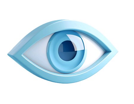 Stylish 3D Rendering of a Blue Eye on Black Background png