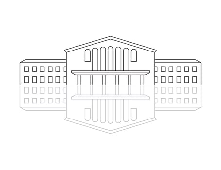 The illustration of airport terminal. Travel concept of planning a summer vacation tourism. Linear design icon illustration. Icon with shadow or reflection vector