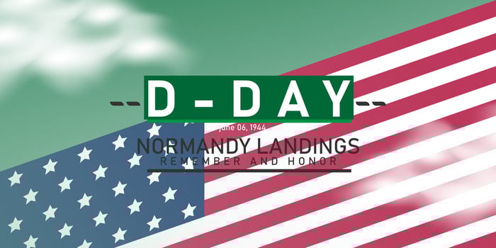 D DAY Normandy Landings Memorial Poster with American Flag vector