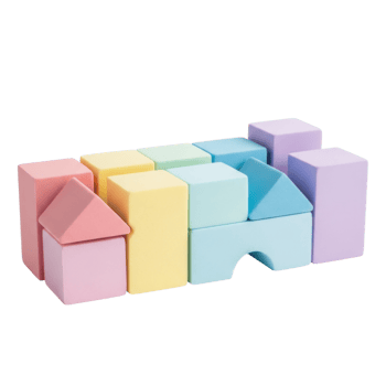 Colorful foam building blocks set for creative play and learning png