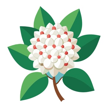 Serene White Flower Blossom with Lush Green Leaves, Vibrant Springtime Bloom in Nature - Professional digital artwork with vibrant colors and detailed composition vector