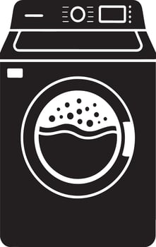 Black and white icon of a modern top load washing machine vector