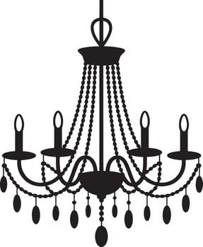 Elegant black silhouette of a four light crystal chandelier vector