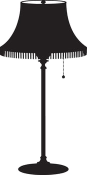 Black silhouette of elegant table lamp with fringe detail vector