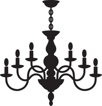 Elegant black silhouette of a classic six light chandelier vector