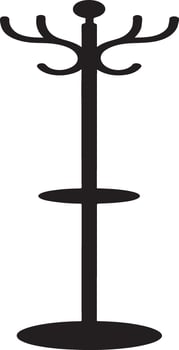 Black and white silhouette of a freestanding coat rack with shelf vector