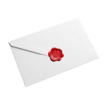 White envelope with red wax seal png