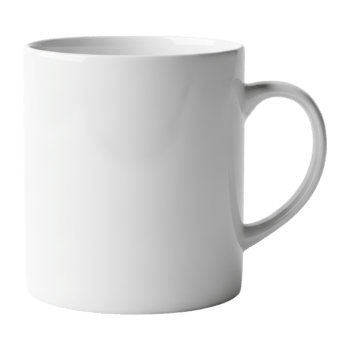 Plain white ceramic mug on isolated background png