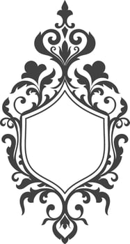 Shield frame, vintage scroll pattern, classic vintage border decoration vector