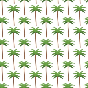 Seamless palm pattern with tropical tree. Beach summer background with green leaves palm vector