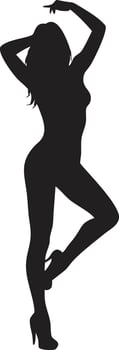 Elegant woman silhouette in high heels posing gracefully silhouette vector