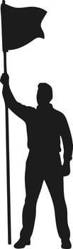 A man holding a flag high silhouette illustration vector