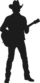 Country music guitarist silhouette a striking black and white image vector