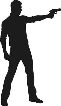 Man aiming gun silhouette a dramatic black and white illustration vector