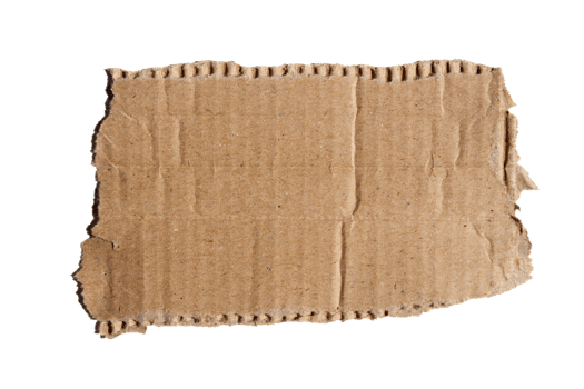 Ripped torn cardboard paper piece on transparent background, paper cut out design element png