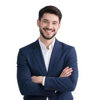 A man in a suit is smiling png
