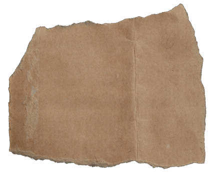 Single ripped torn brown paper piece on transparent background, paper cut out design element png