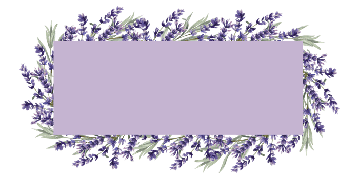 Filed violet flowers banner template with copy space watercolor illustration. Hand drawn frame with lavender blooming stems and leaves for label, logo, cosmetics product packing design png