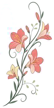 close-up the flowers of the Freesia flower arranged beautifully and decorated with vines vector
