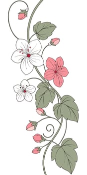a romantic florals background with delicate Begonia flowers, blossoms, and vines vector