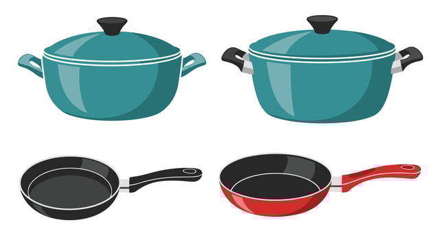Essential Kitchenware Items for Cooking and Food Preparation at Home or Restaurants vector