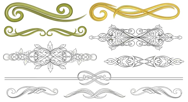 Ornate Decorative Flourishes Flourish Design Elements Scrolls Ornament Elegant Vintage Divider Decorative vector