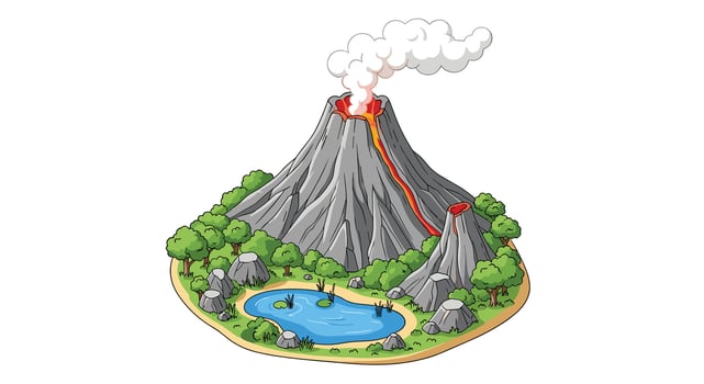 A Mighty Volcano Landscape Pixel Art Illustration Showing Nature's Untamed Power and Beauty vector