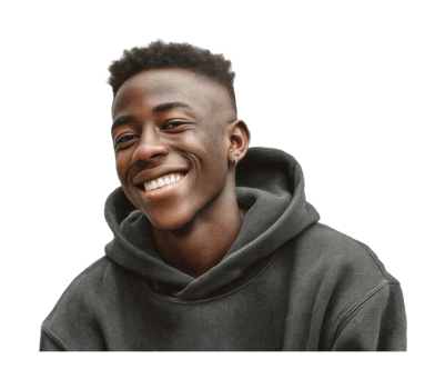 Smiling african young male wearing hoodie with earring png
