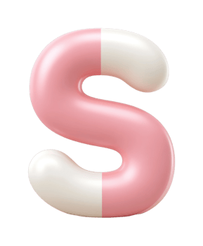 Stylish pink and white 3d letter s design with glossy finish png