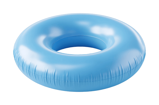 Blue inflatable ring floating pool toy for water fun png