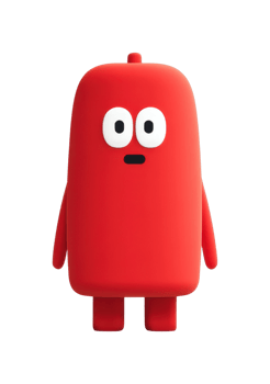 Red cartoon character with surprised expression and big eyes png