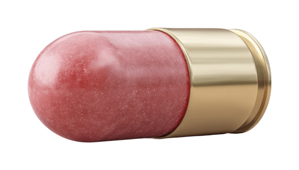 Elegant red lip balm in luxurious gold container png