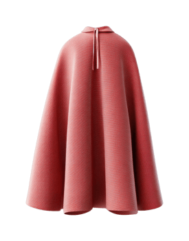 Elegant red wool cape design showcasing textured fabric and stylish collar png
