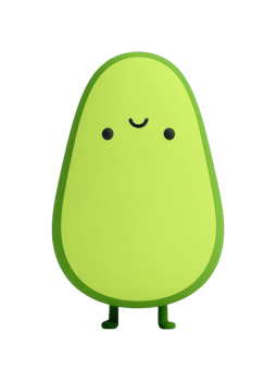 Cute smiling avocado character with simple features and minimalist design png