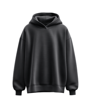 Black hoodie sweatshirt with hood and long sleeves png