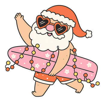 Santa claus surfing sticker png