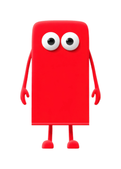 Red cartoon character with big eyes and rectangle body png