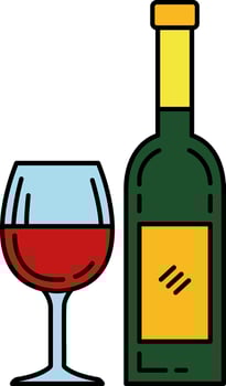 A bottle of wine and a wine glass vector