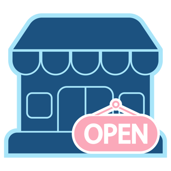 Store opening icon, new store, pastel color, text, open, graphic element for making flyers, transparent background. png