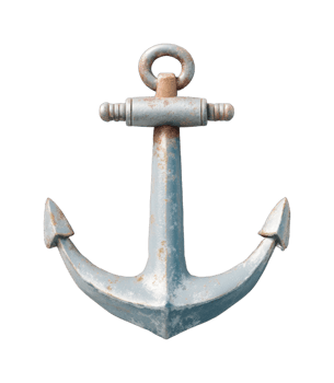 Rustic nautical anchor with weathered patina png