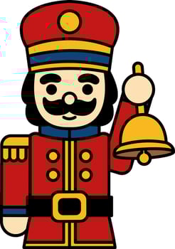 Nutcracker doll holding a bell vector
