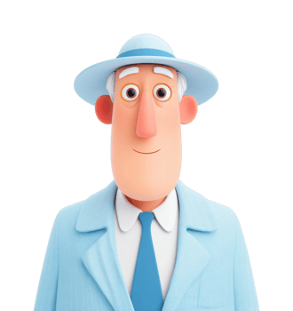 Elderly caucasian male with hat in blue attire png