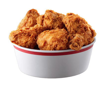 Delicious fried chicken pieces in a bucket png