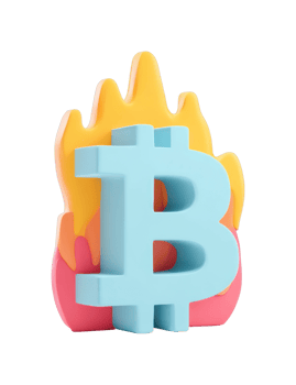 3d colorful bitcoin symbol with abstract flame design png