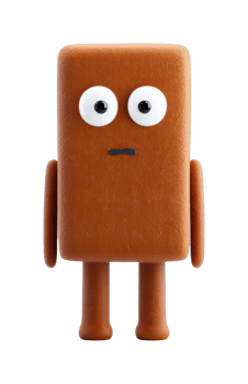 Cute cartoon brown rectangle character with large round eyes png