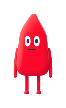 Cute cartoon red droplet character with big eyes png