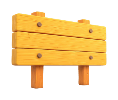 Wooden signpost with three planks and pegs png