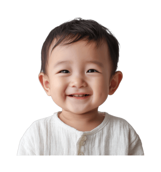 Smiling asian male child with short hair wearing white shirt png