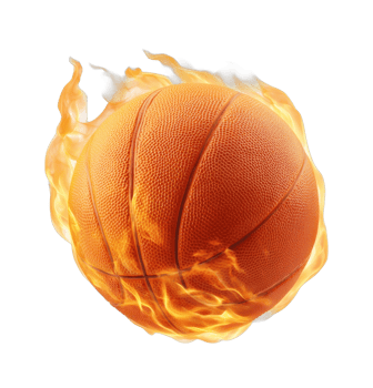 Basketball on fire with flames surrounding the ball png
